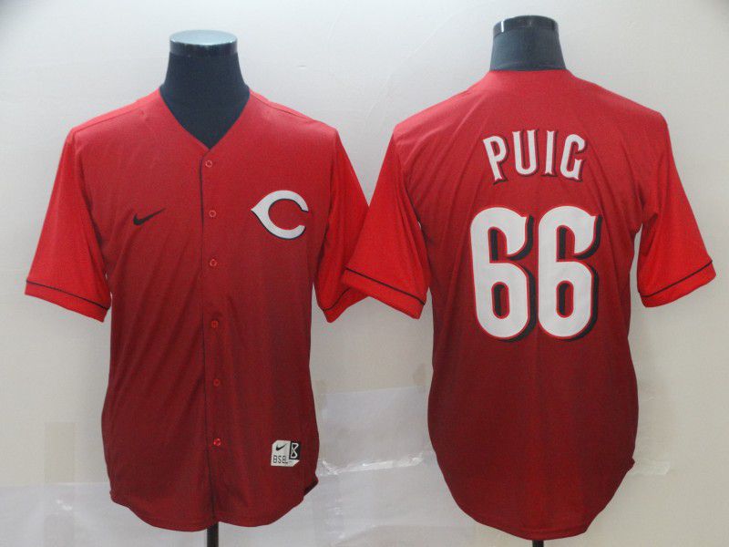 Men Cincinnati Reds #66 Puig Red Nike Fade MLB Jersey